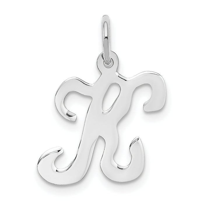 14KW White Gold Script Letter K Initial Charm-YC249K