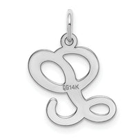 14KW White Gold Script Letter L Initial Charm-YC249L