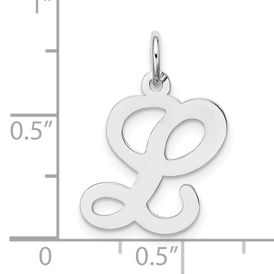 14KW White Gold Script Letter L Initial Charm-YC249L