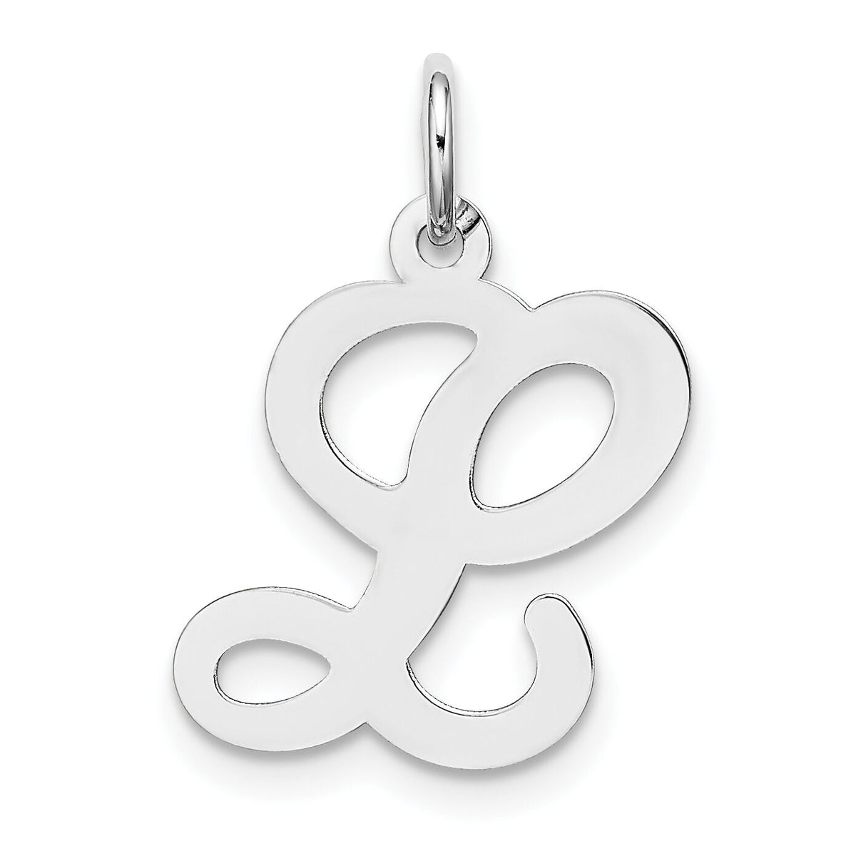 14KW White Gold Script Letter L Initial Charm-YC249L