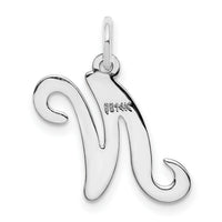14KW White Gold Script Letter N Initial Charm-YC249N
