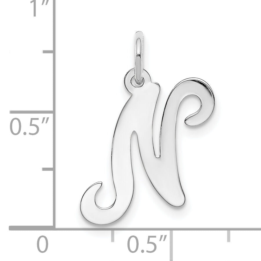 14KW White Gold Script Letter N Initial Charm-YC249N