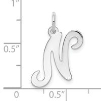 14KW White Gold Script Letter N Initial Charm-YC249N
