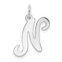 14KW White Gold Script Letter N Initial Charm-YC249N