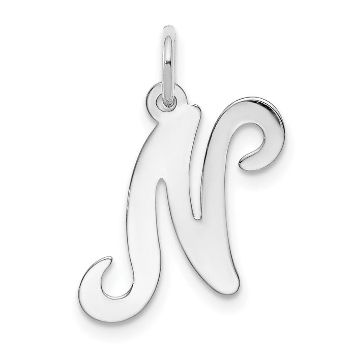 14KW White Gold Script Letter N Initial Charm-YC249N