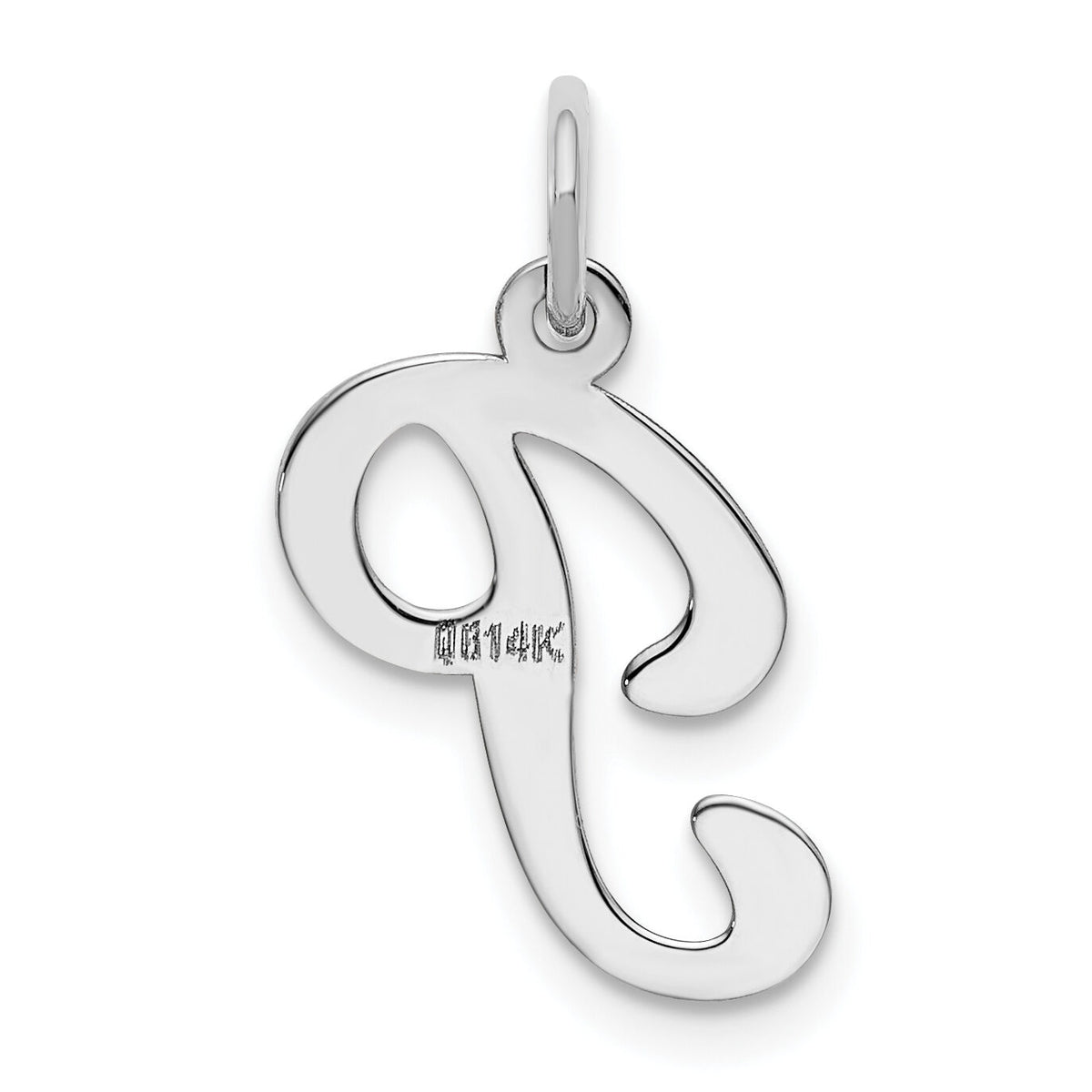 14KW White Gold Script Letter P Initial Charm-YC249P