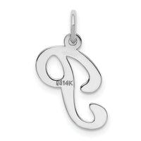 14KW White Gold Script Letter P Initial Charm-YC249P