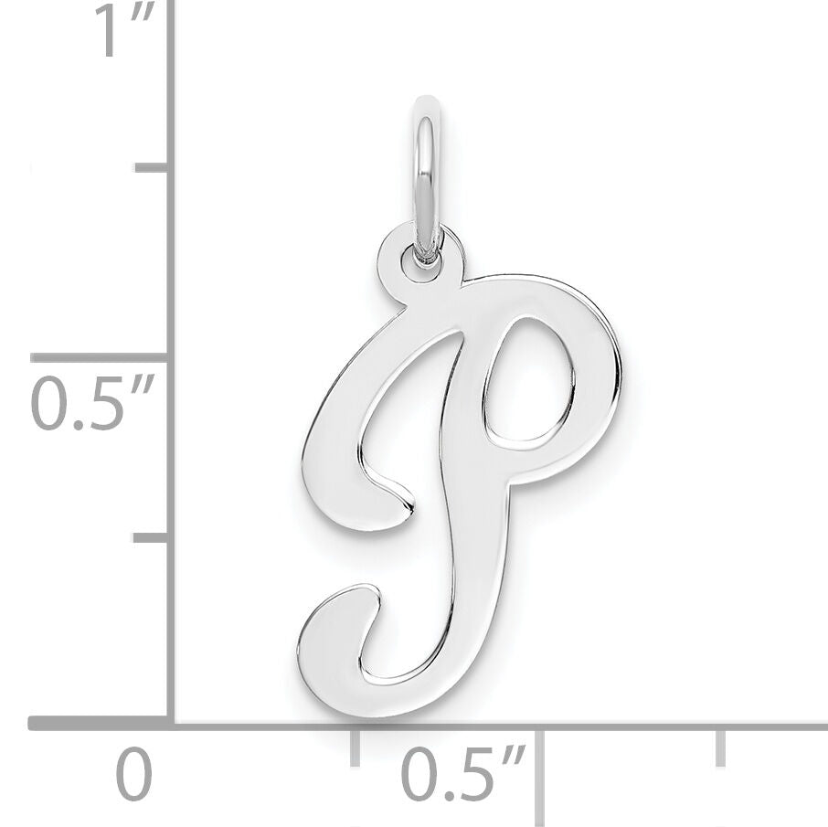 14KW White Gold Script Letter P Initial Charm-YC249P