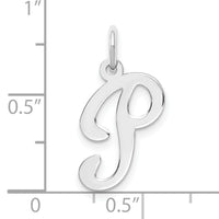14KW White Gold Script Letter P Initial Charm-YC249P