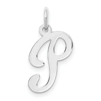 14KW White Gold Script Letter P Initial Charm-YC249P