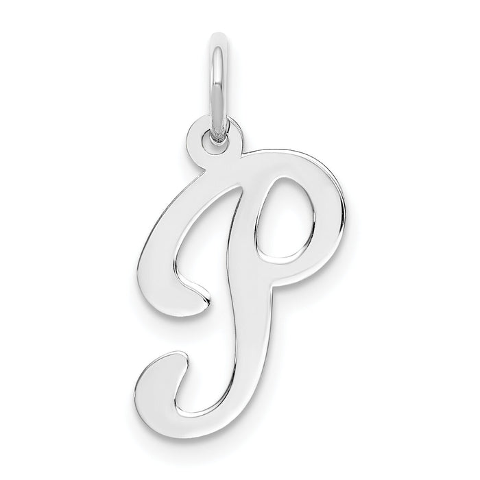 14KW White Gold Script Letter P Initial Charm-YC249P