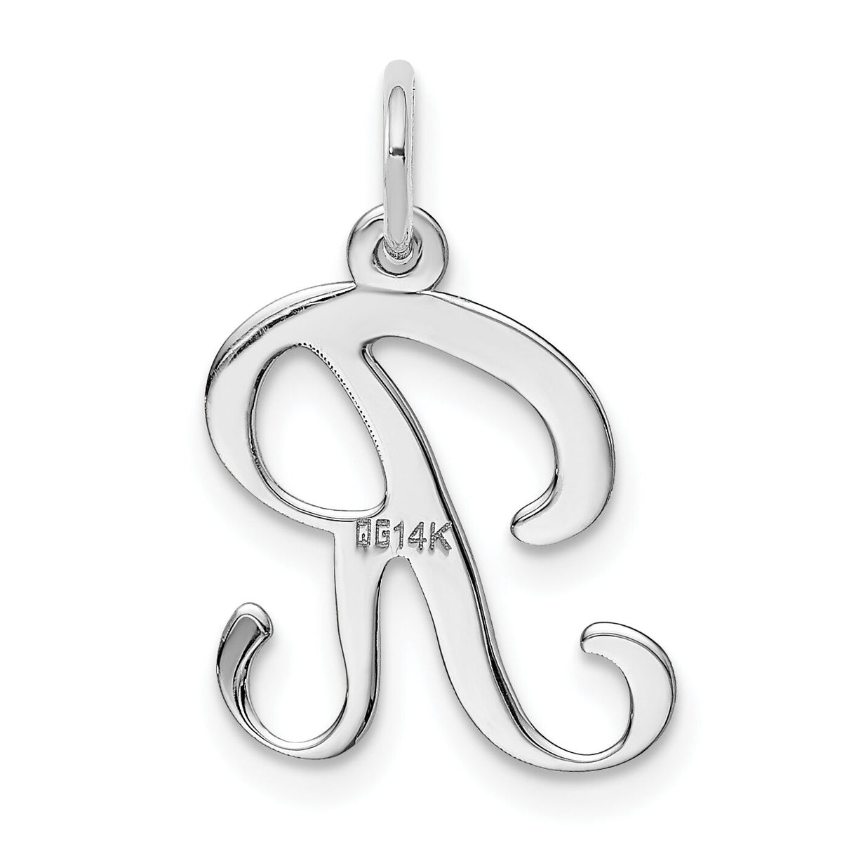 14KW White Gold Script Letter R Initial Charm-YC249R