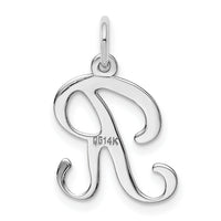 14KW White Gold Script Letter R Initial Charm-YC249R