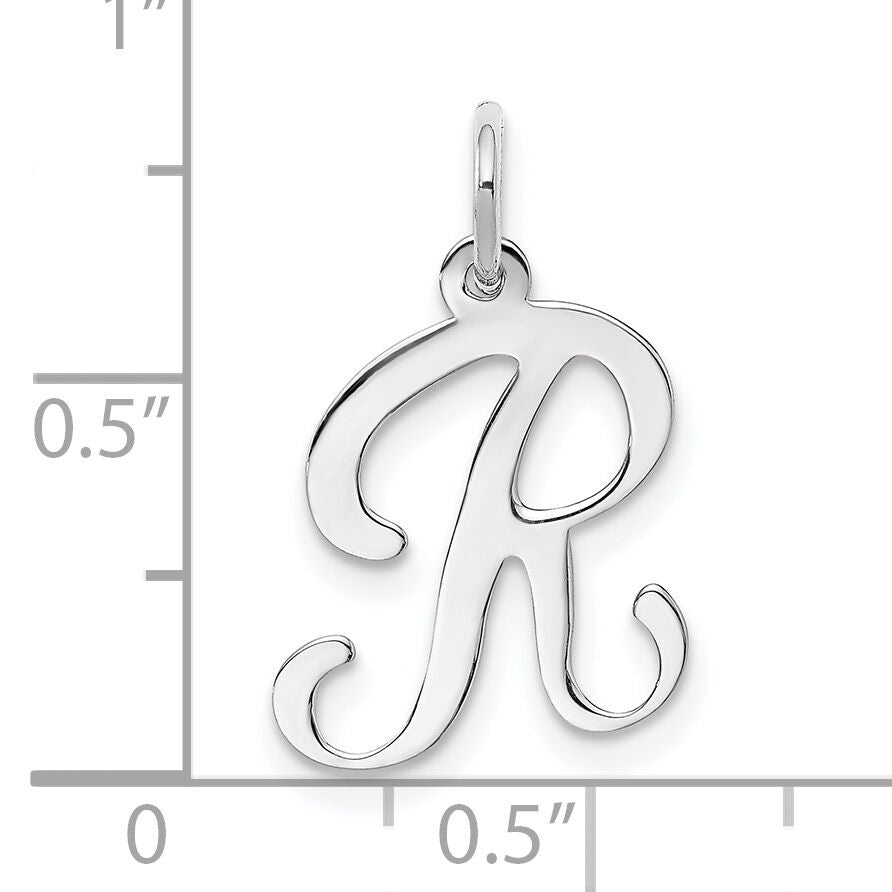 14KW White Gold Script Letter R Initial Charm-YC249R