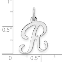 14KW White Gold Script Letter R Initial Charm-YC249R