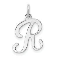 14KW White Gold Script Letter R Initial Charm-YC249R