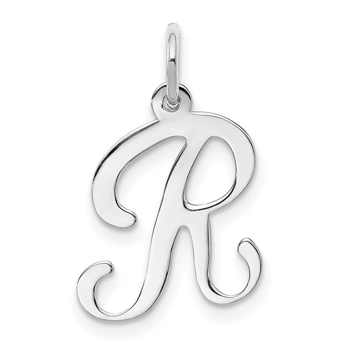 14KW White Gold Script Letter R Initial Charm-YC249R