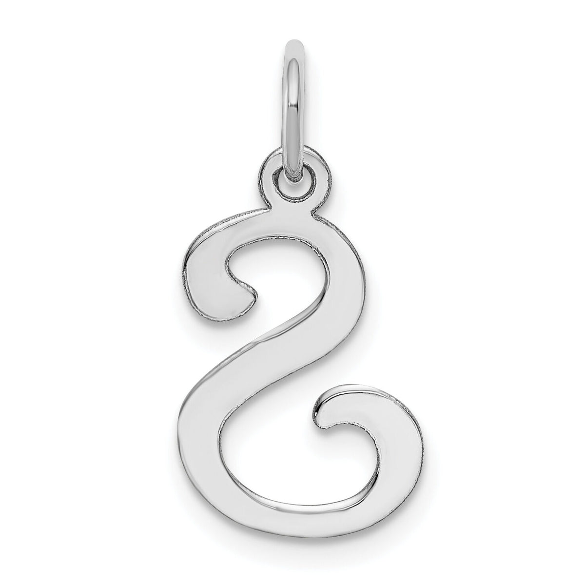 14KW White Gold Script Letter S Initial Charm-YC249S