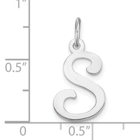 14KW White Gold Script Letter S Initial Charm-YC249S