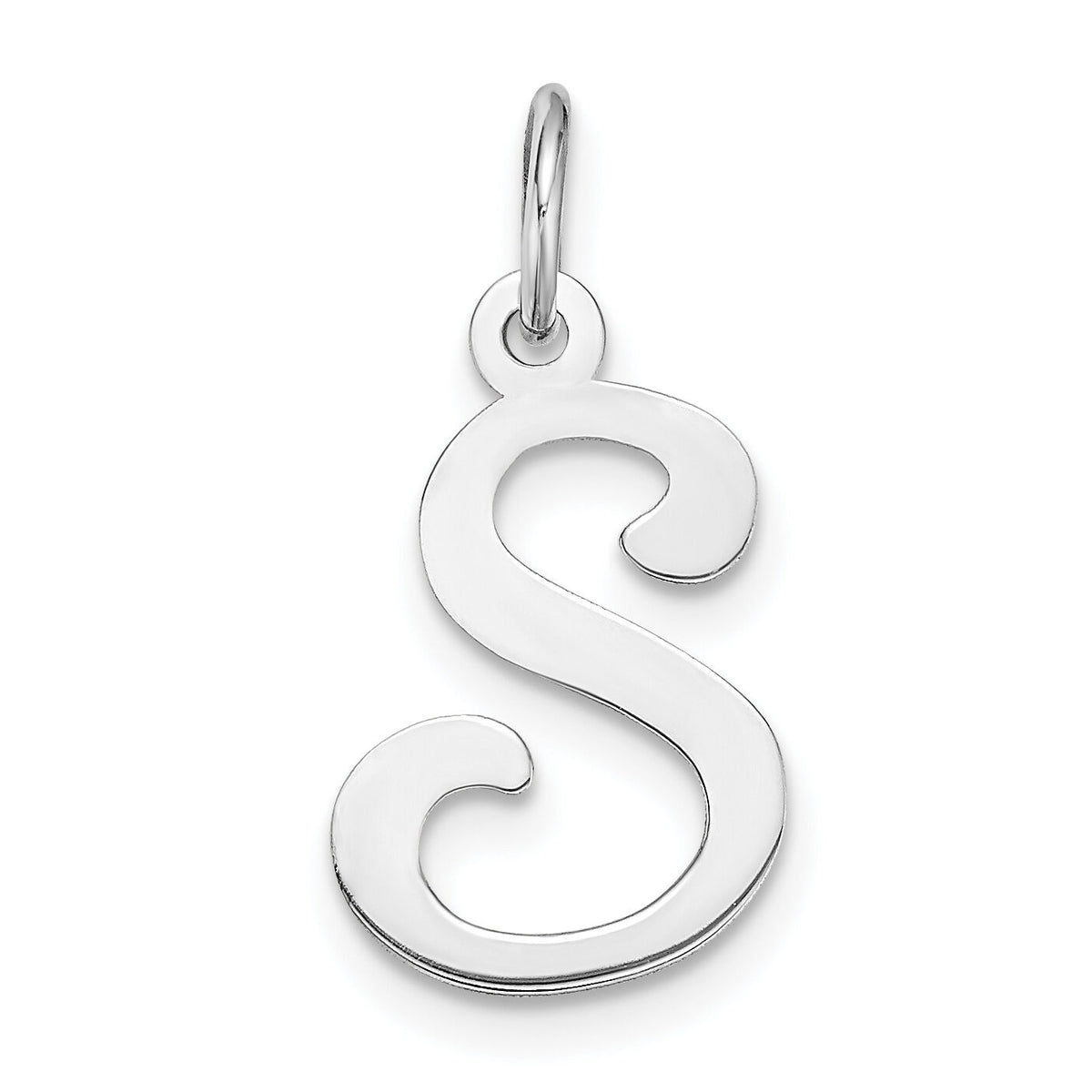 14KW White Gold Script Letter S Initial Charm-YC249S