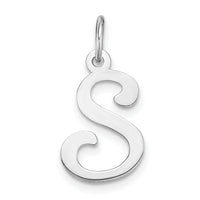 14KW White Gold Script Letter S Initial Charm-YC249S