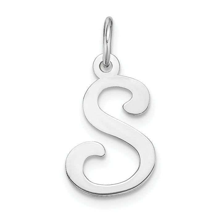 14KW White Gold Script Letter S Initial Charm-YC249S