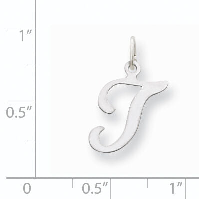 14KW White Gold Script Letter T Initial Charm-YC249T
