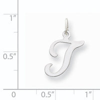14KW White Gold Script Letter T Initial Charm-YC249T