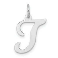 14KW White Gold Script Letter T Initial Charm-YC249T