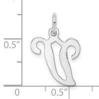 14KW White Gold Script Letter V Initial Charm-YC249V