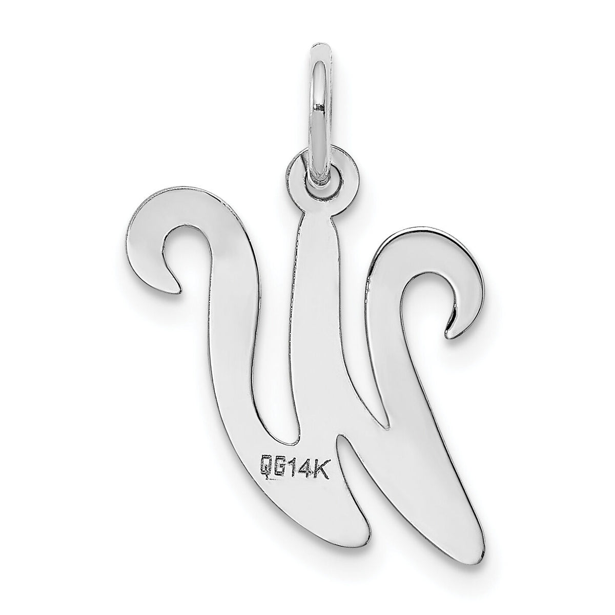 14KW White Gold Script Letter W Initial Charm-YC249W