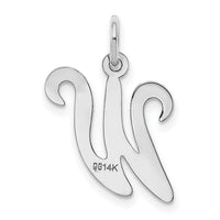 14KW White Gold Script Letter W Initial Charm-YC249W