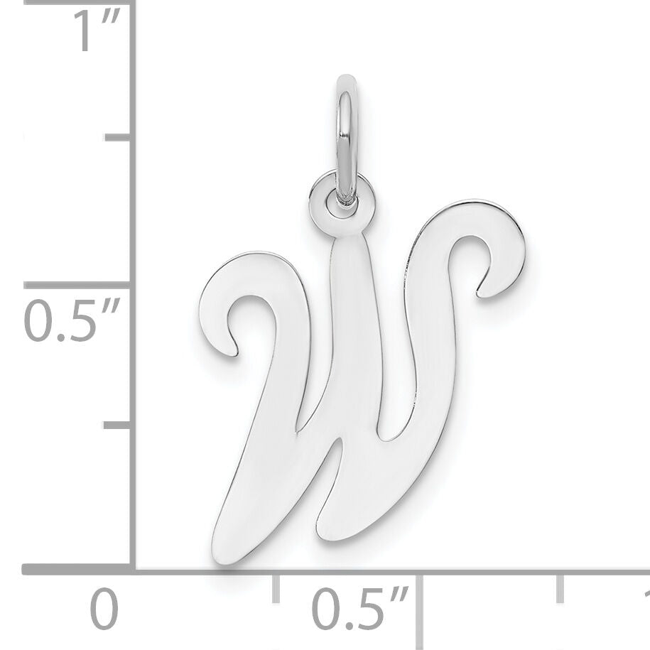 14KW White Gold Script Letter W Initial Charm-YC249W