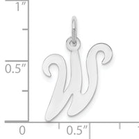 14KW White Gold Script Letter W Initial Charm-YC249W