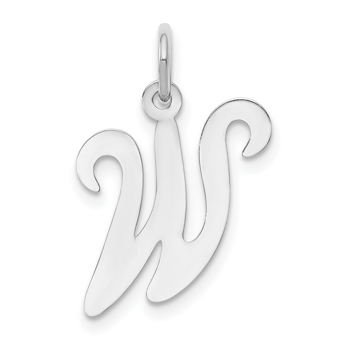 14KW White Gold Script Letter W Initial Charm-YC249W