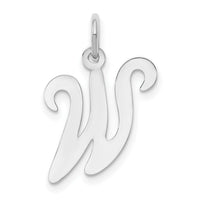 14KW White Gold Script Letter W Initial Charm-YC249W