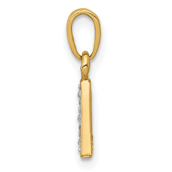 14KY with Rhodium Diamond Letter A Initial Pendant-YC250A