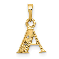 14KY with Rhodium Diamond Letter A Initial Pendant-YC250A