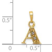 14KY with Rhodium Diamond Letter A Initial Pendant-YC250A