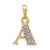 14KY with Rhodium Diamond Letter A Initial Pendant-YC250A
