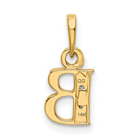 14KY with Rhodium Diamond Letter B Initial Pendant-YC250B