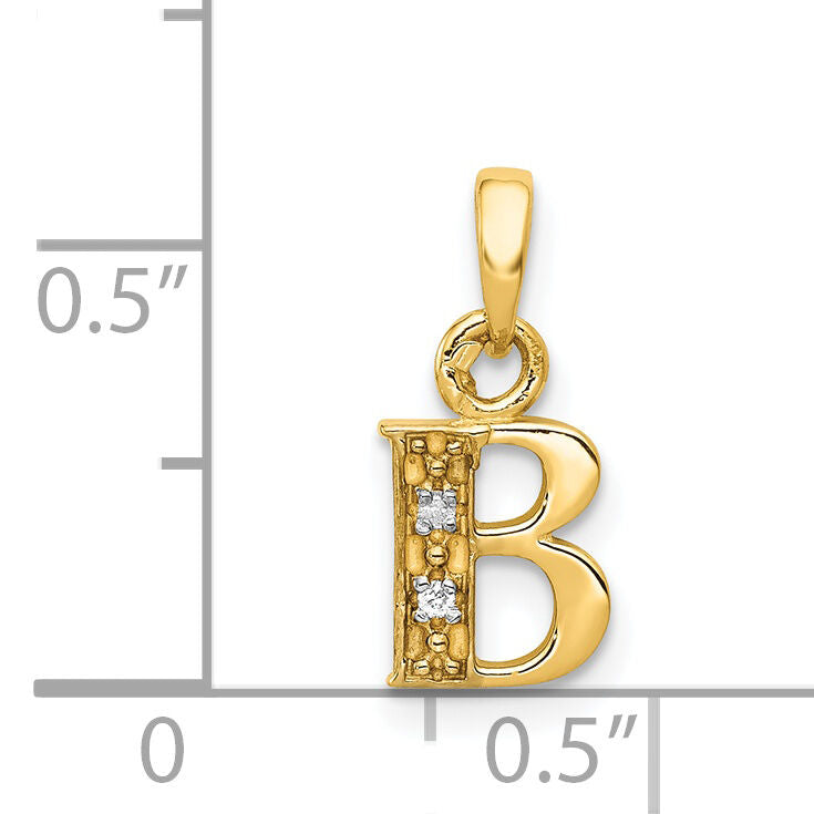 14KY with Rhodium Diamond Letter B Initial Pendant-YC250B