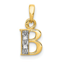 14KY with Rhodium Diamond Letter B Initial Pendant-YC250B