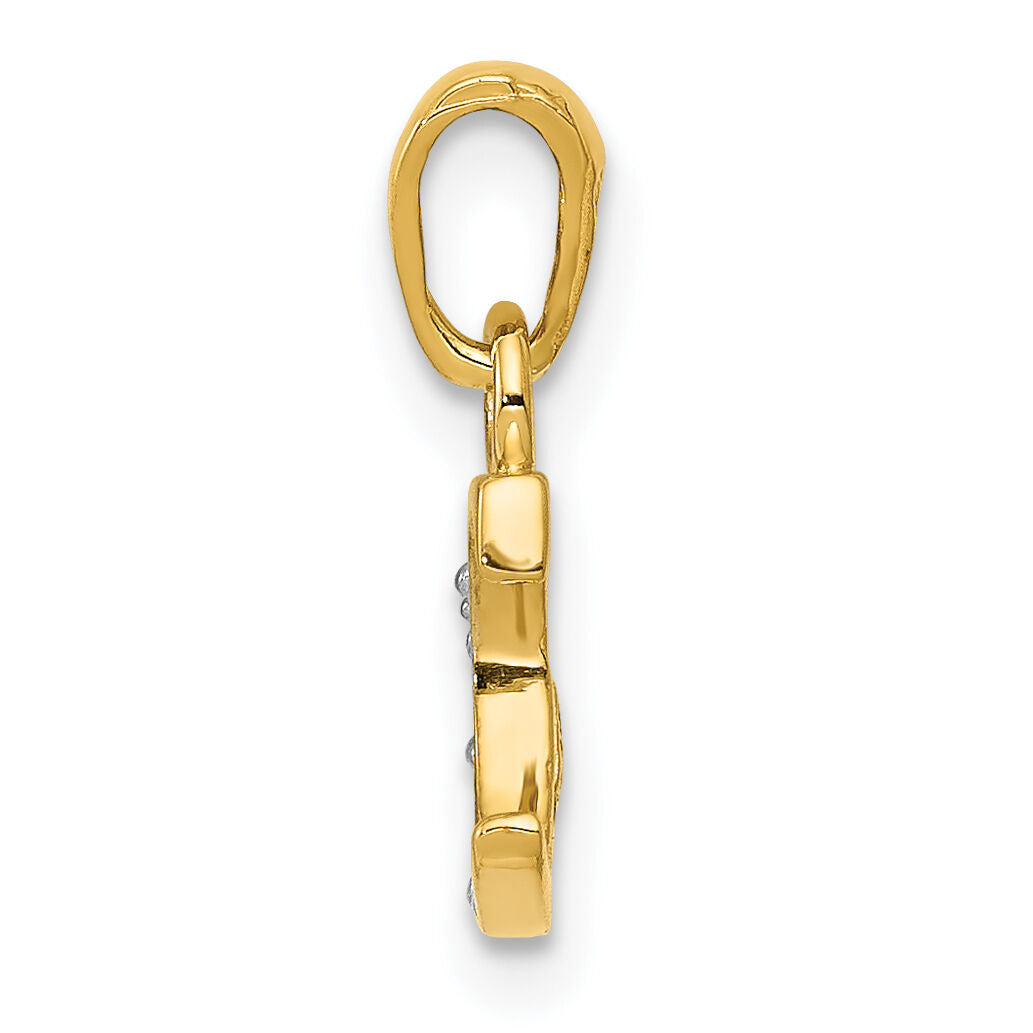 14KY with Rhodium Diamond Letter C Initial Pendant-YC250C