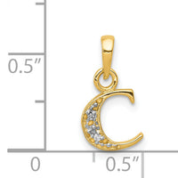 14KY with Rhodium Diamond Letter C Initial Pendant-YC250C