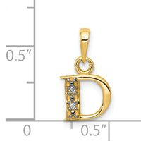 14KY with Rhodium Diamond Letter D Initial Pendant-YC250D