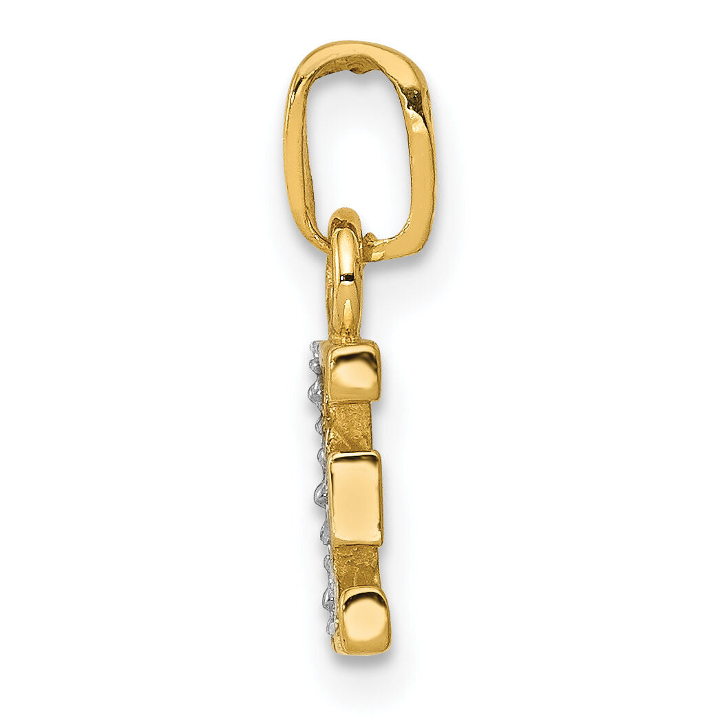 14KY with Rhodium Diamond Letter E Initial Pendant-YC250E