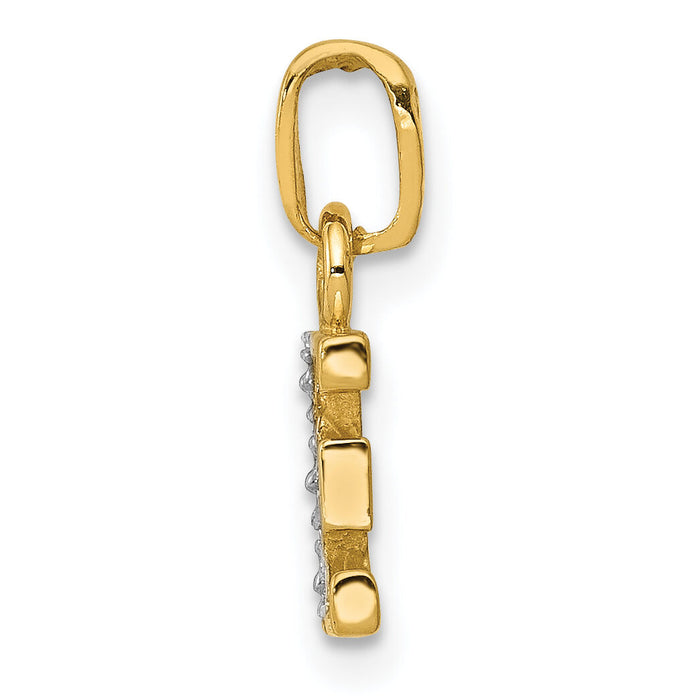 14KY with Rhodium Diamond Letter E Initial Pendant-YC250E