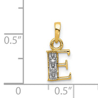 14KY with Rhodium Diamond Letter E Initial Pendant-YC250E