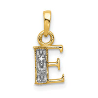 14KY with Rhodium Diamond Letter E Initial Pendant-YC250E